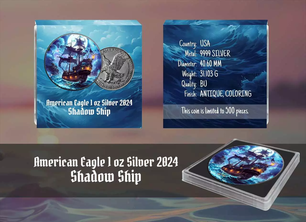 Amerykański Orzeł 1 uncja srebra 2024 Shadow Ship - obrazek 2
