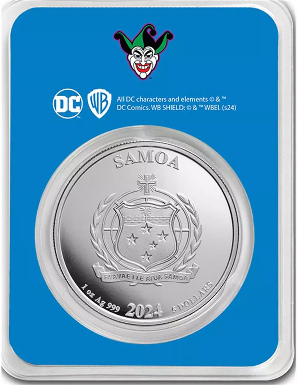 Srebrna moneta DC Justice League Joker 1 uncja srebra 2024 TEP Kolorowany - obrazek 2