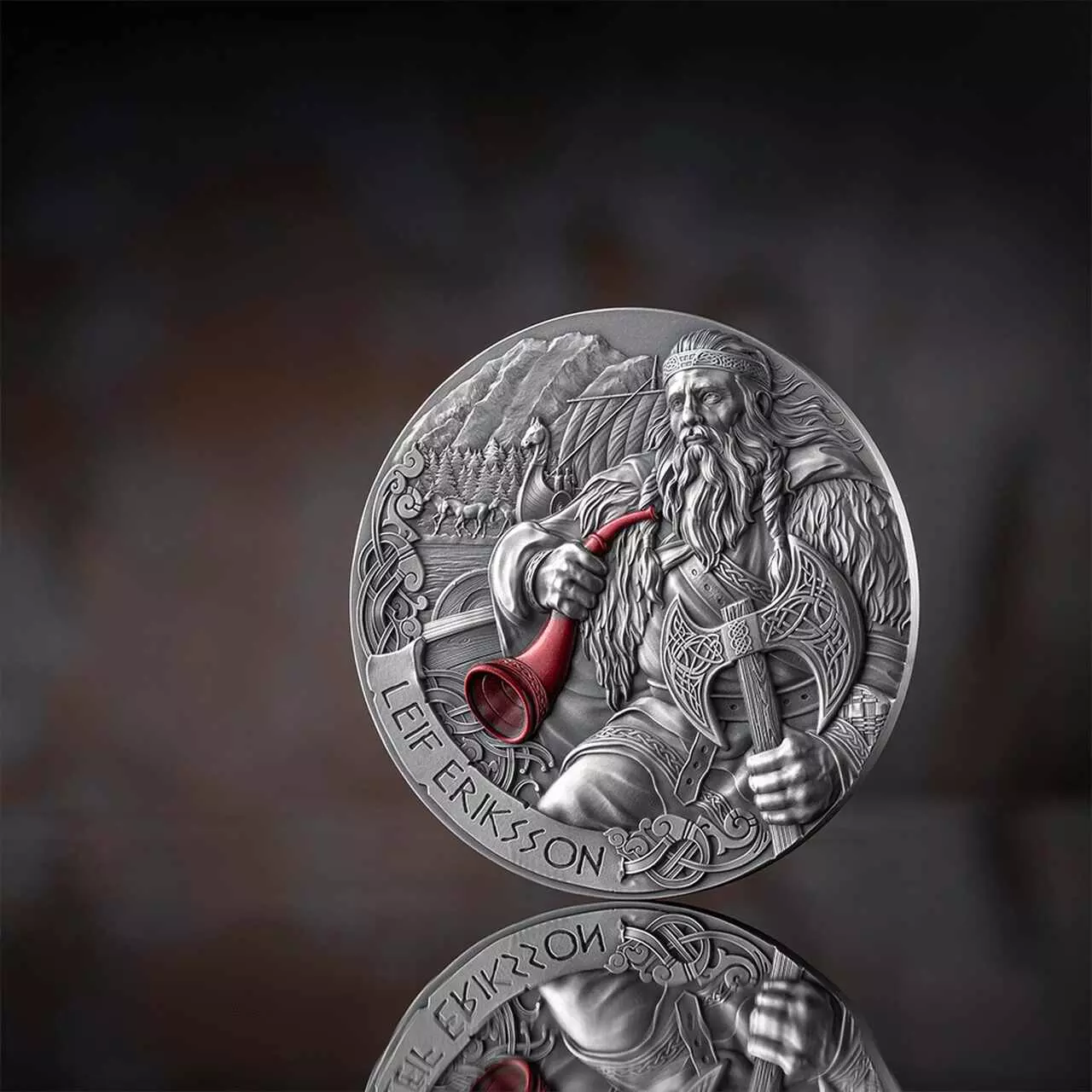 Srebrna moneta Leif Eriksson The Way to Valhalla 2 uncje srebra 2025 - obrazek 8