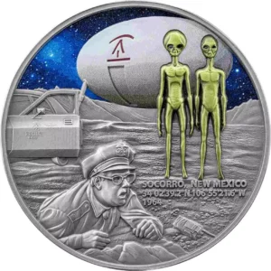 Srebrna moneta Socorro UFO Incident Interstellar Phenomena 2 uncje srebra 2025