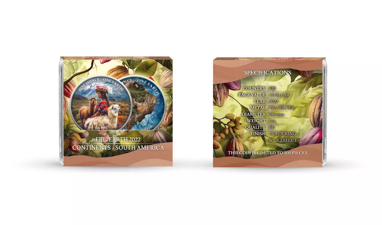Srebrna moneta South America Fiji Earth 1 uncja srebra 2022 - obrazek 5