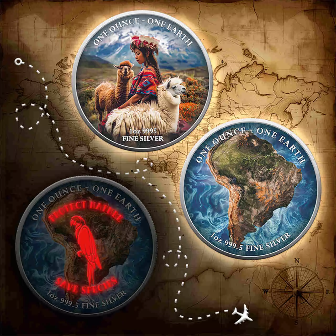 Srebrna moneta South America Fiji Earth 1 uncja srebra 2022 - obrazek 8