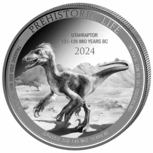 Srebrna moneta Utahraptor Prehistoric Life 1 uncja srebra 2024
