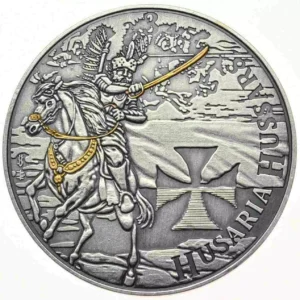 Srebrny medal Husaria 3 1 uncja srebra Antique Gold