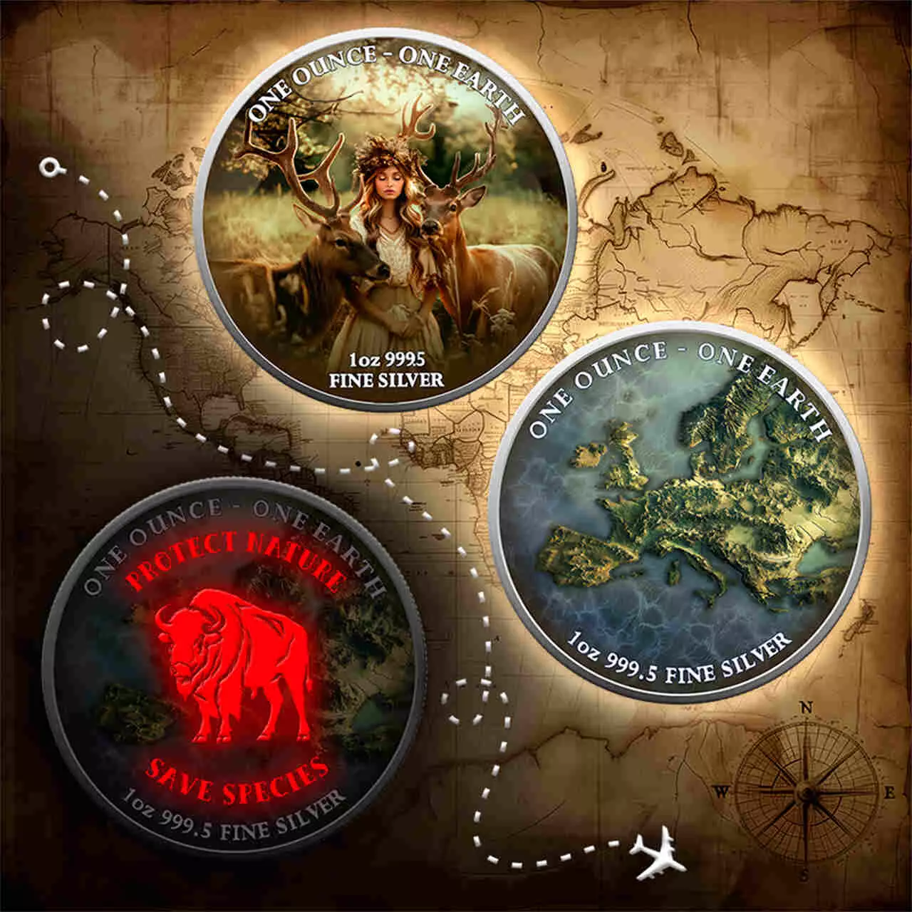 Srebrna moneta Earth Europe Fiji Earth 1 uncja srebra 2022 - obrazek 3