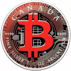 Srebrna moneta Kanadyjski Liść Klonowy 1 uncja srebra 2025 Bitcoin