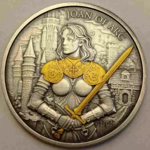 Srebrna moneta Joan of Arc Legendary Warriors 1 uncja srebra Antique Gold 1
