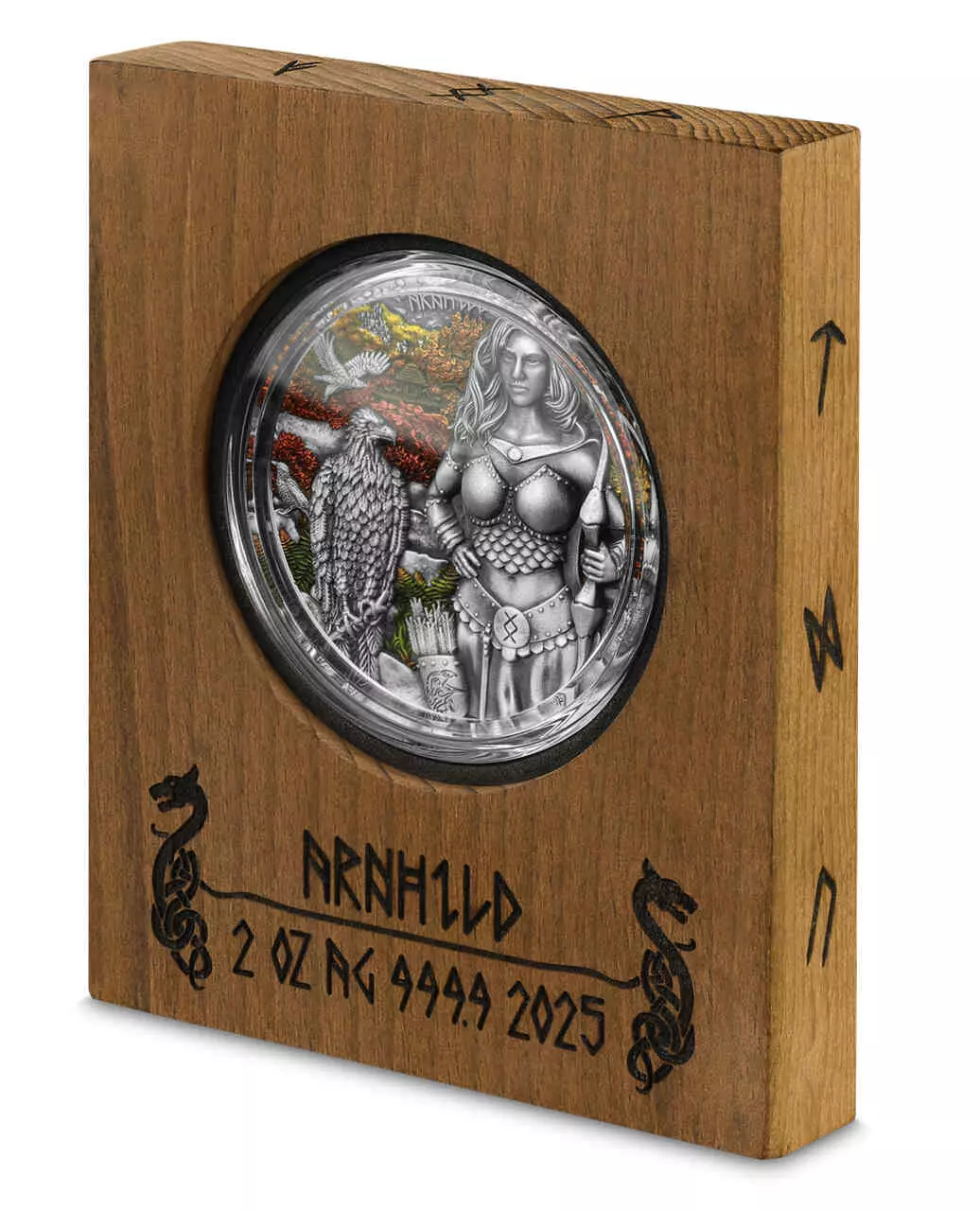 Srebrna moneta Valkyries Arnhild 2 uncje srebra Ultra High Relief 2025 - obrazek 3