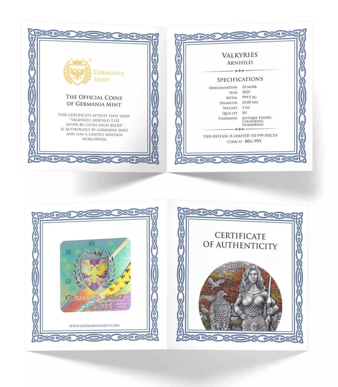 Srebrna moneta Valkyries Arnhild 2 uncje srebra Ultra High Relief 2025 - obrazek 2