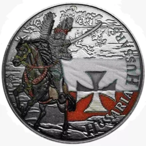 Srebrny medal Husaria III 1 uncja srebra Kolorowana