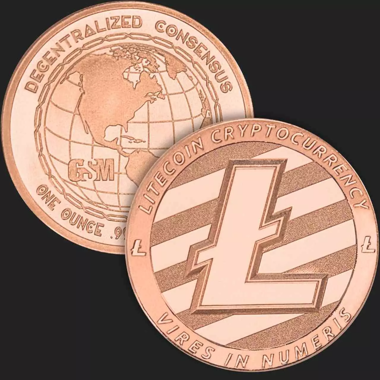 Miedziany medal Litecoin 1 uncja miedzi