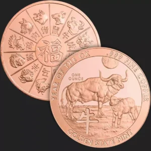 Miedziany medal Year of the Ox 1 uncja miedzi