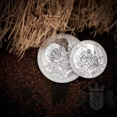 Srebrna moneta Krew Elfów Wiedźmin 1 uncja srebra 2024 BU - obrazek 2