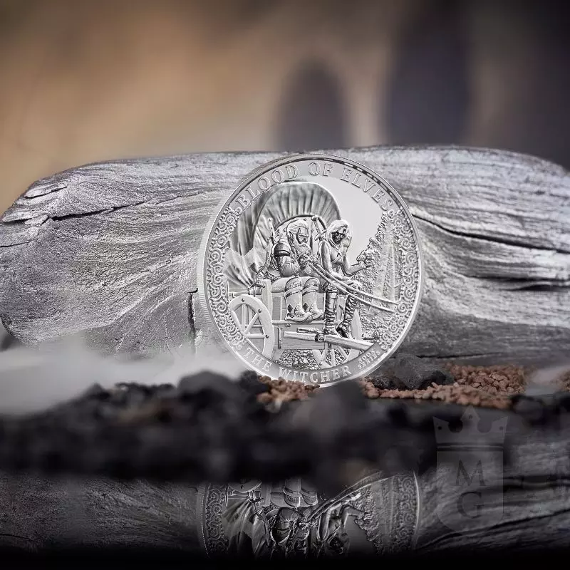 Srebrna moneta Krew Elfów Wiedźmin 1 uncja srebra 2024 BU - obrazek 5