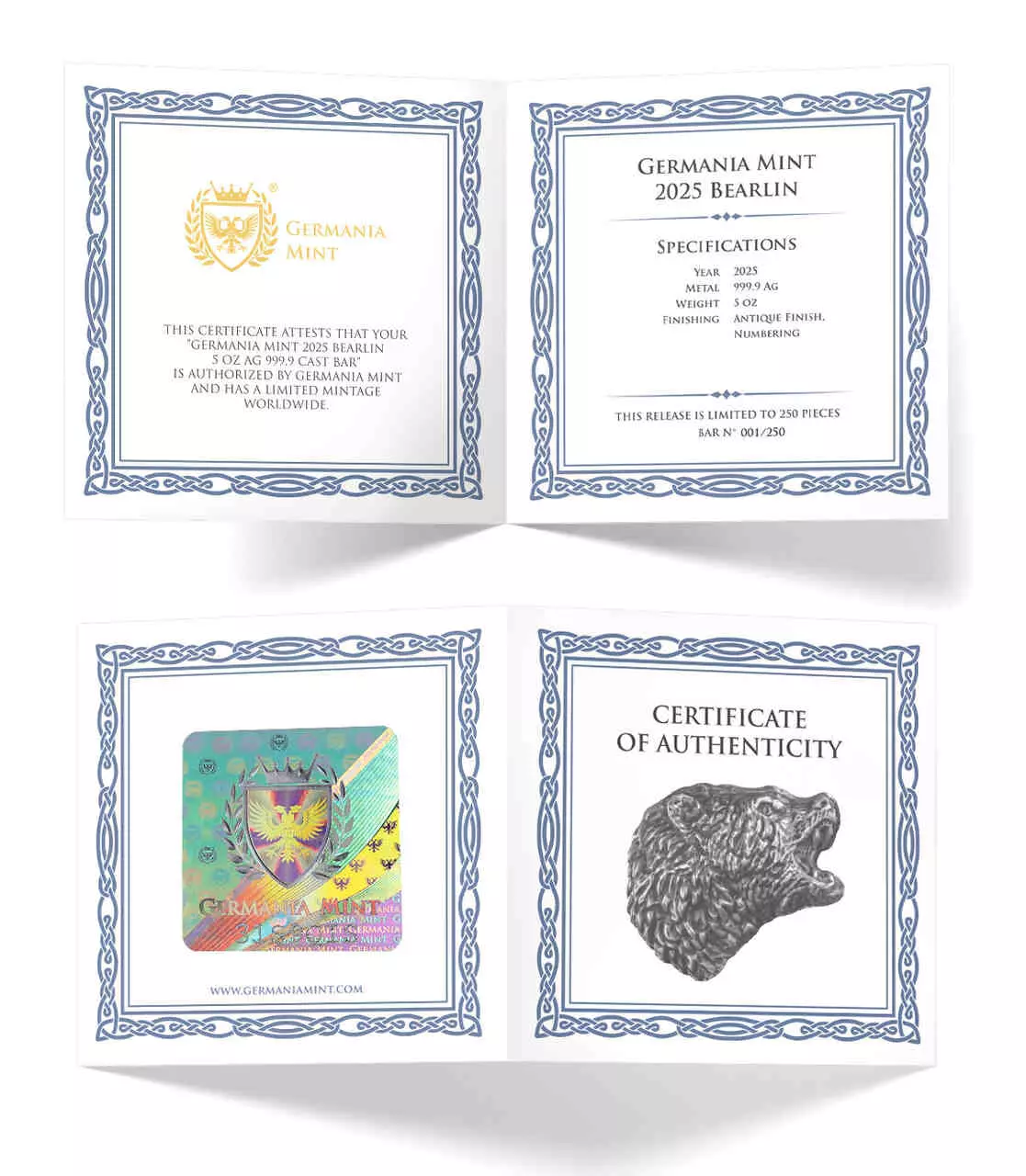 Sztabka Lana Bearlin Germania Mint 5 uncji srebra - obrazek 2