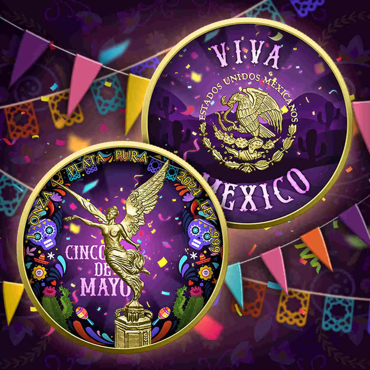 Srebrna moneta Cinco de Mayo Mexico Libertad 1 uncja srebra 2024 - obrazek 2