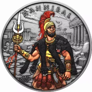 Srebrna moneta Hannibal Legendary Warriors 1 uncja srebra Antique Color