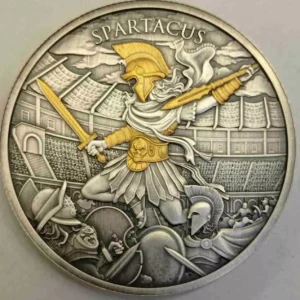 Srebrna moneta Spartacus Legendary Warriors 1 uncja srebra Antique Gold