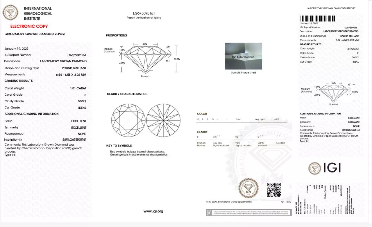 Diament laboratoryjny 1.01 Ct | E | VVS2 - obrazek 2