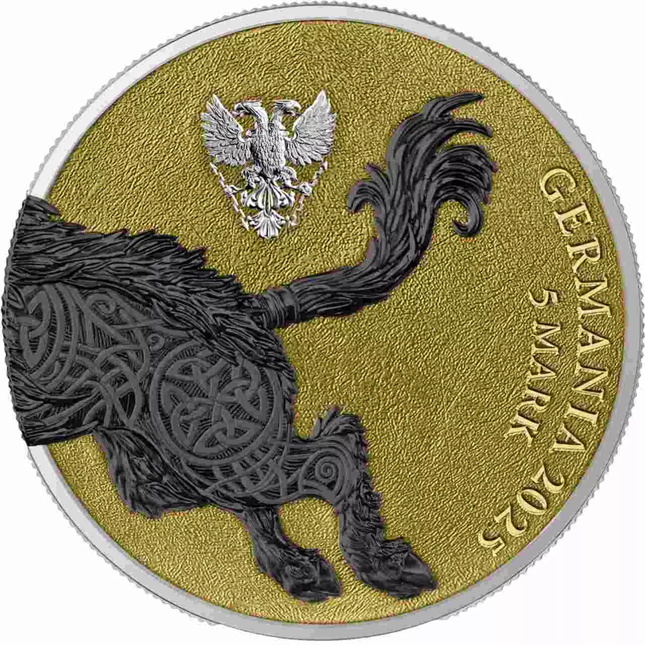 Srebrna moneta Gullinbursti Germania Beasts Geminius 2 x 1 uncja srebra 2025 - obrazek 3