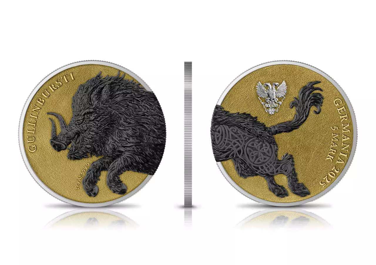 Srebrna moneta Gullinbursti Germania Beasts Geminius 2 x 1 uncja srebra 2025 - obrazek 9