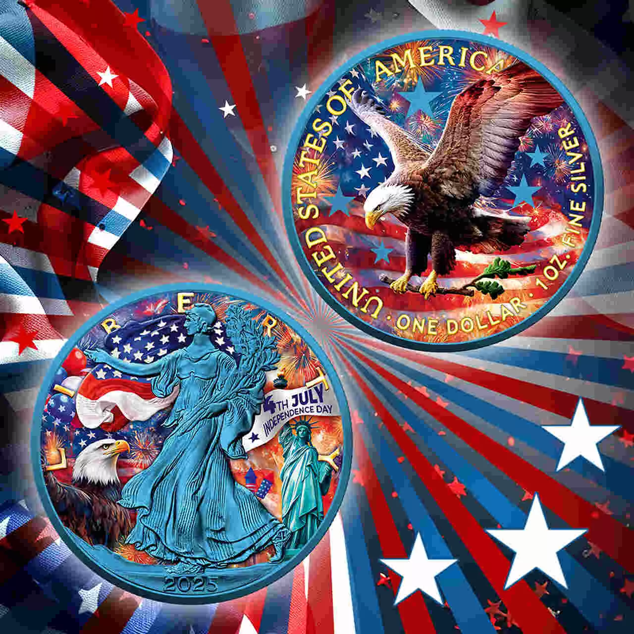 Srebrna moneta Independence Day USA American Eagle 1 uncja srebra 2025 - obrazek 2