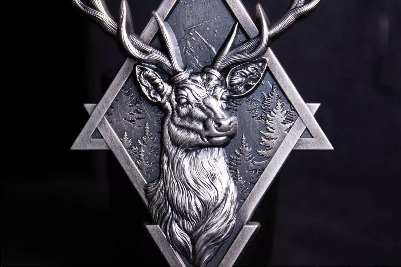 Srebrny numizmat Deer Geometric Series 2 uncje srebra - obrazek 4
