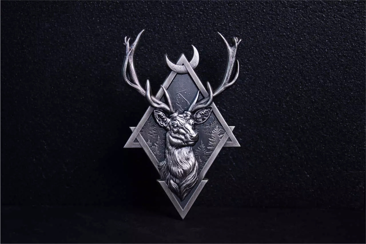 Srebrny numizmat Deer Geometric Series 2 uncje srebra - obrazek 2