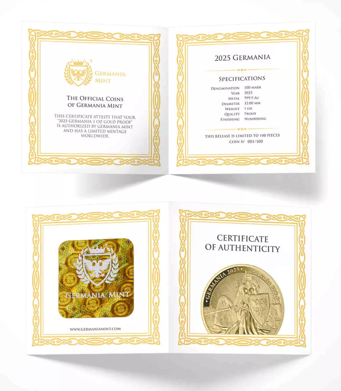 Złota moneta Germania 1 uncja złota 2025 PROOF - obrazek 2