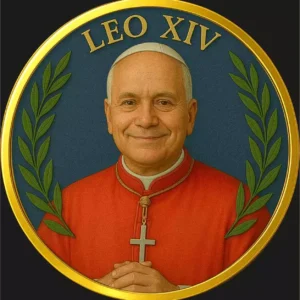 Papież Leon XIV moneta base metal 1 uncja kolorowana
