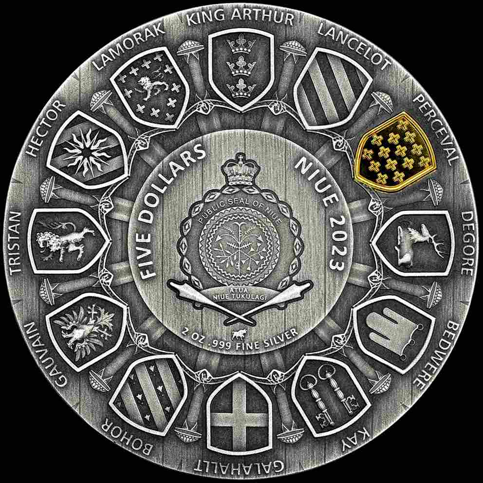 Srebrna Moneta Camelot: Sir Perceval 2 uncje srebra 2023 High Relief