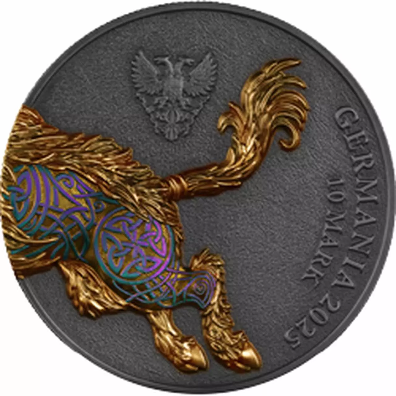 Srebrna moneta Gullinbursti Germania Beasts 2 uncje srebra 2025 Ultra High Relief - obrazek 7