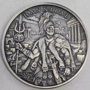 Srebrna moneta Hannibal Legendary Warriors 1 uncja srebra Antique