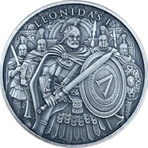 Srebrna moneta Leonidas Legendary Warriors 1 uncja srebra Antique
