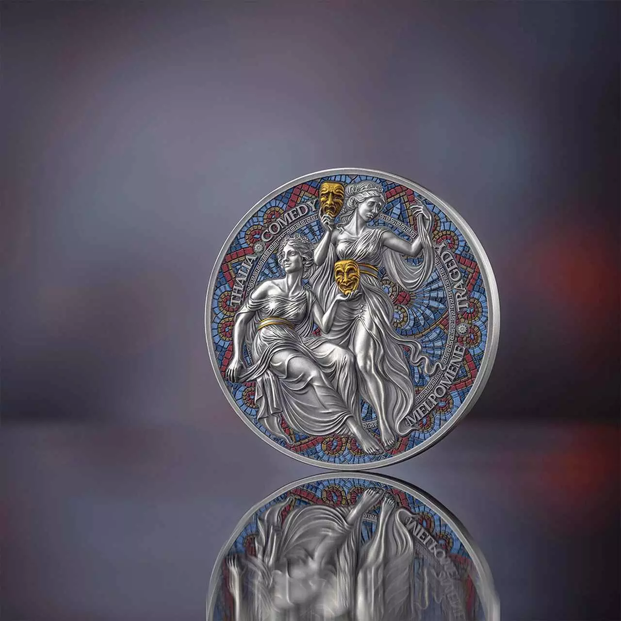Srebrna moneta Melpomene and Thalia The Nine Muses 2 uncje srebra 2025 - obrazek 5
