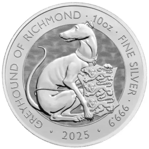Srebrna moneta The Royal Tudor Beasts The Greyhound of Richmond 10 uncji Srebra 2025