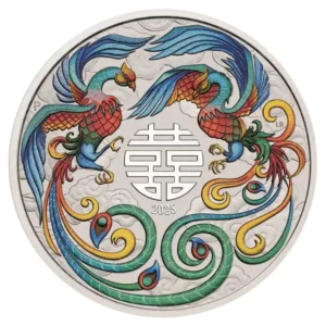 Srebrna moneta Double Phoenix Chinese Myths and Legends 1 uncja srebra 2025 Vivid