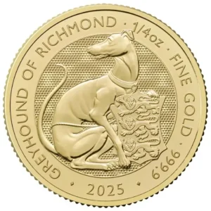Złota moneta The Royal Tudor Beasts The Greyhound of Richmond 1/4 uncji Złota 2025