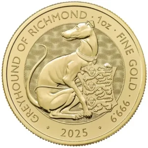 Złota moneta The Royal Tudor Beasts The Greyhound of Richmond 1 uncja Złota 2025