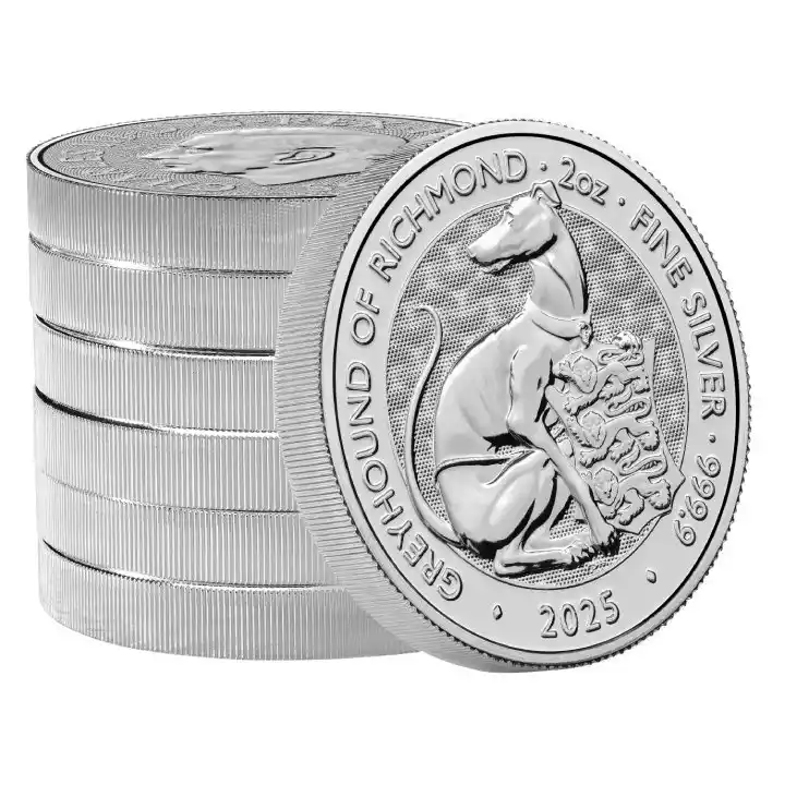 Srebrna moneta The Royal Tudor Beasts The Greyhound of Richmond 2 uncje Srebra 2025 - obrazek 3