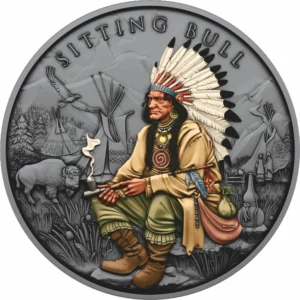 Srebrna moneta Sitting Bull Legendary Warriors 1 uncja srebra Antique Color