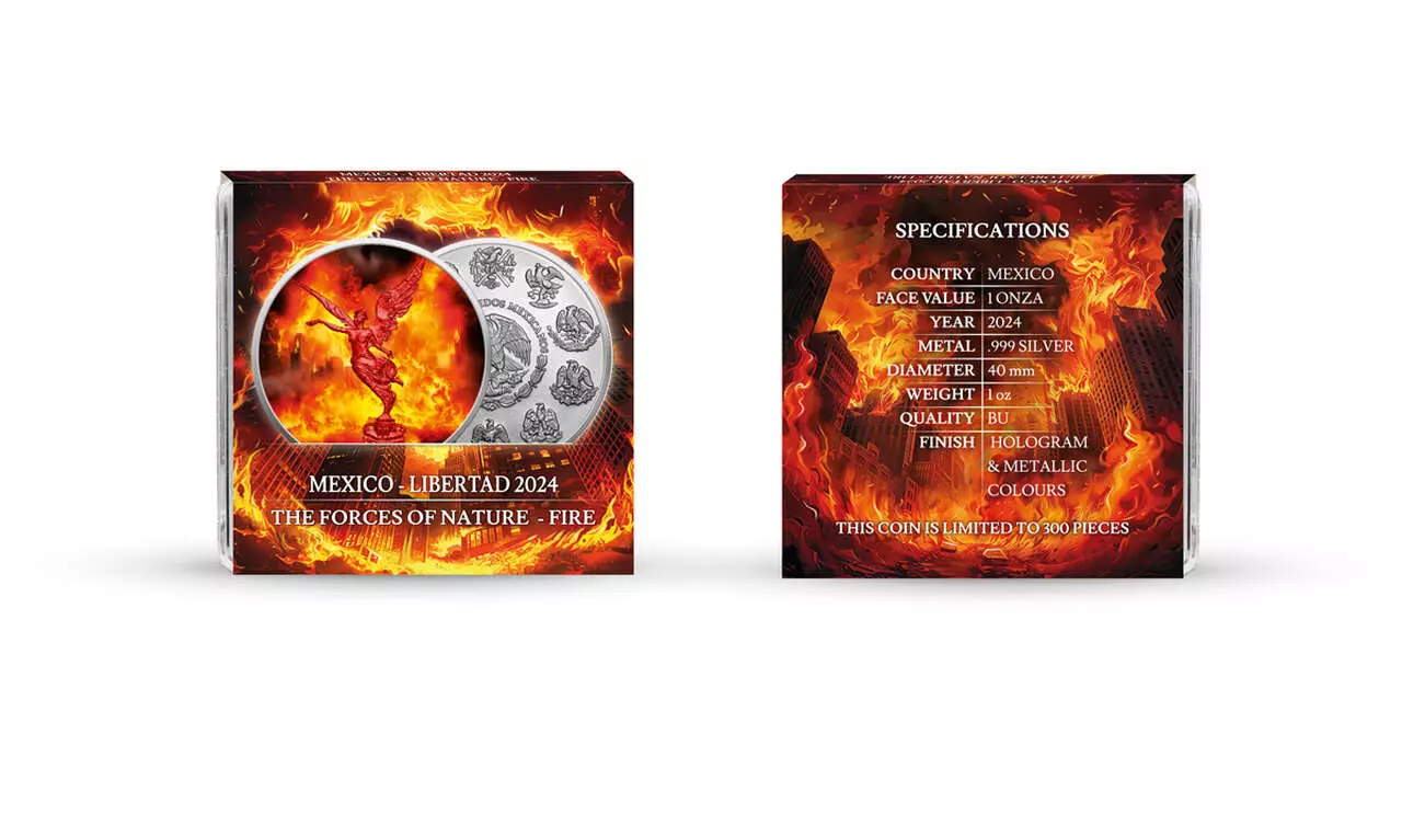 Srebrna moneta Fire The Forces of Nature Mexico Libertad 1 uncja srebra 2024 - obrazek 3