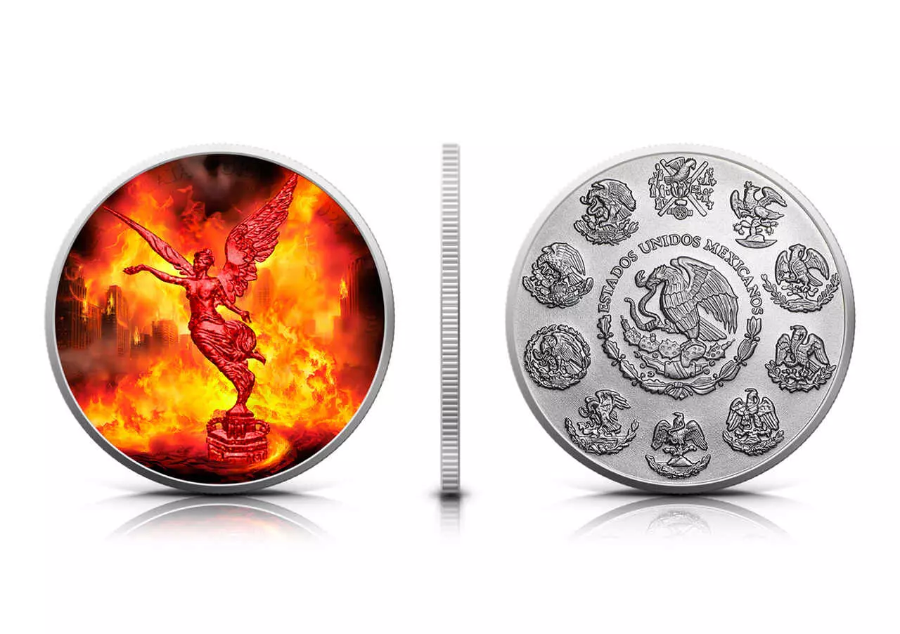Srebrna moneta Fire The Forces of Nature Mexico Libertad 1 uncja srebra 2024 - obrazek 2