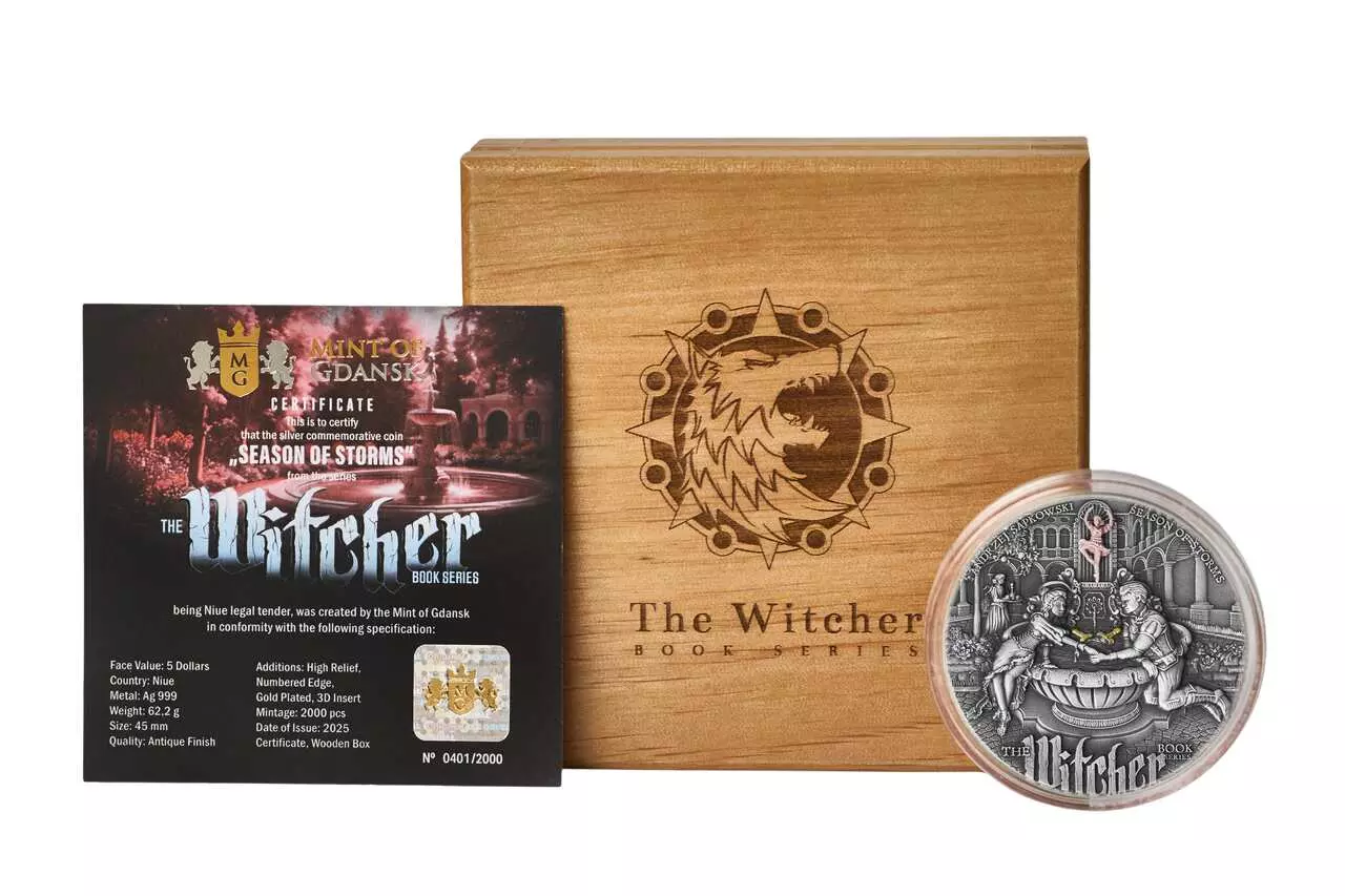 Srebrna moneta Sezon Burz Wiedźmin 2 uncje srebra 2025 - obrazek 2