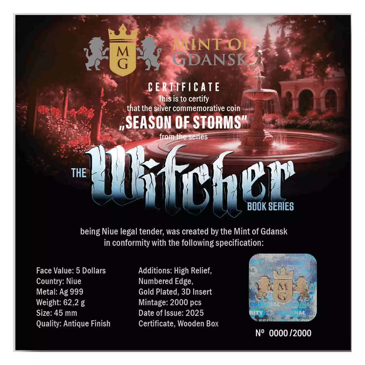 Srebrna moneta Sezon Burz Wiedźmin 2 uncje srebra 2025 - obrazek 7