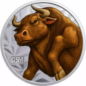 Srebrny numizmat Bull and Bear 1 uncja srebra Kolorowany