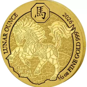 Złota moneta Rwanda Lunar Year of Horse 1.12 uncji złota 2026
