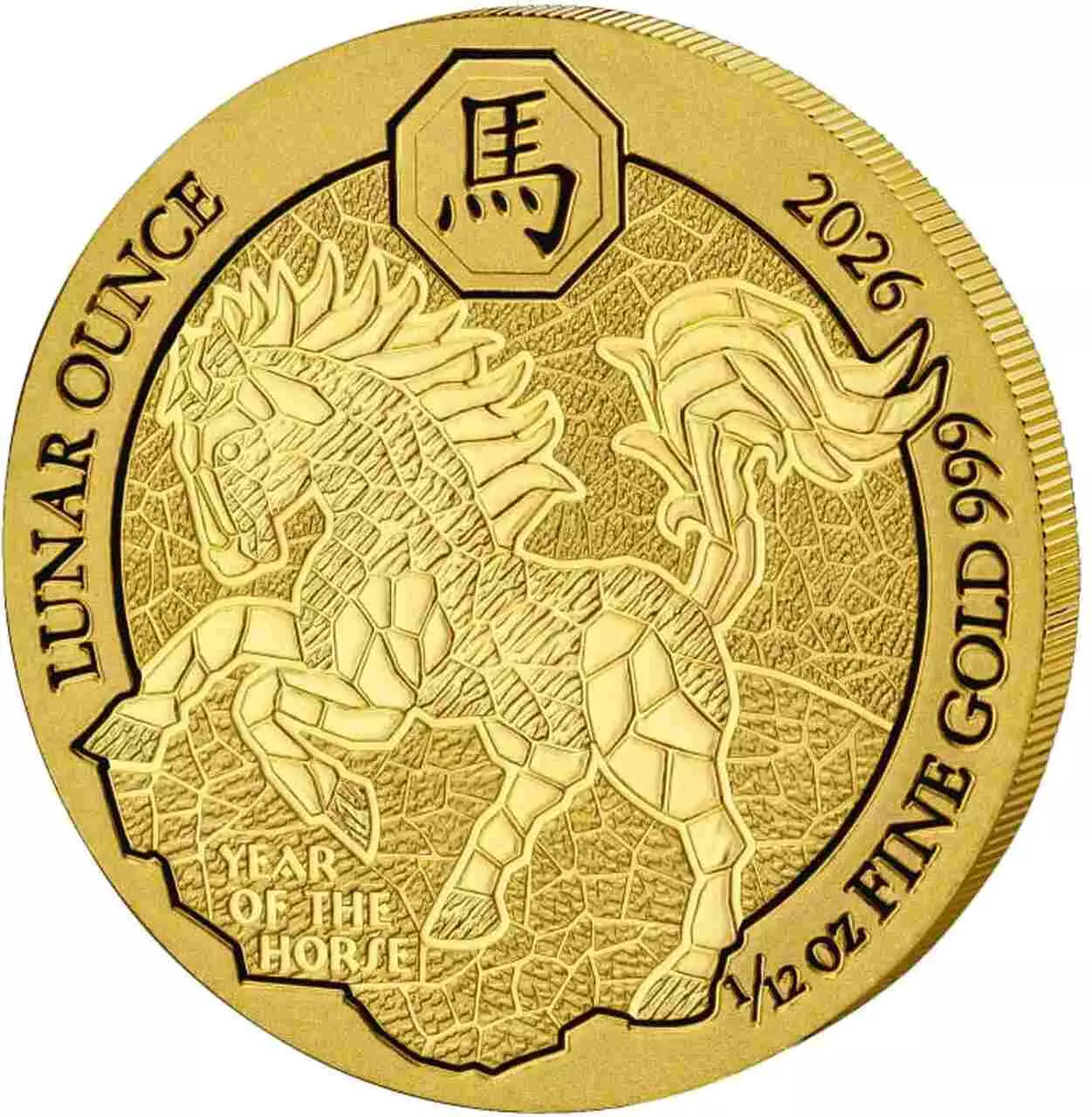 Złota moneta Rwanda Lunar Year of Horse 1.12 uncji złota 2026