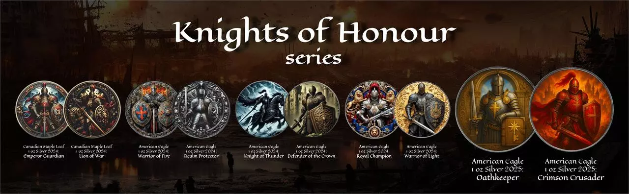Srebrna moneta Amerykański Orzeł 1 uncja srebra 2025 Knights of Honour Oathkeeper - obrazek 4