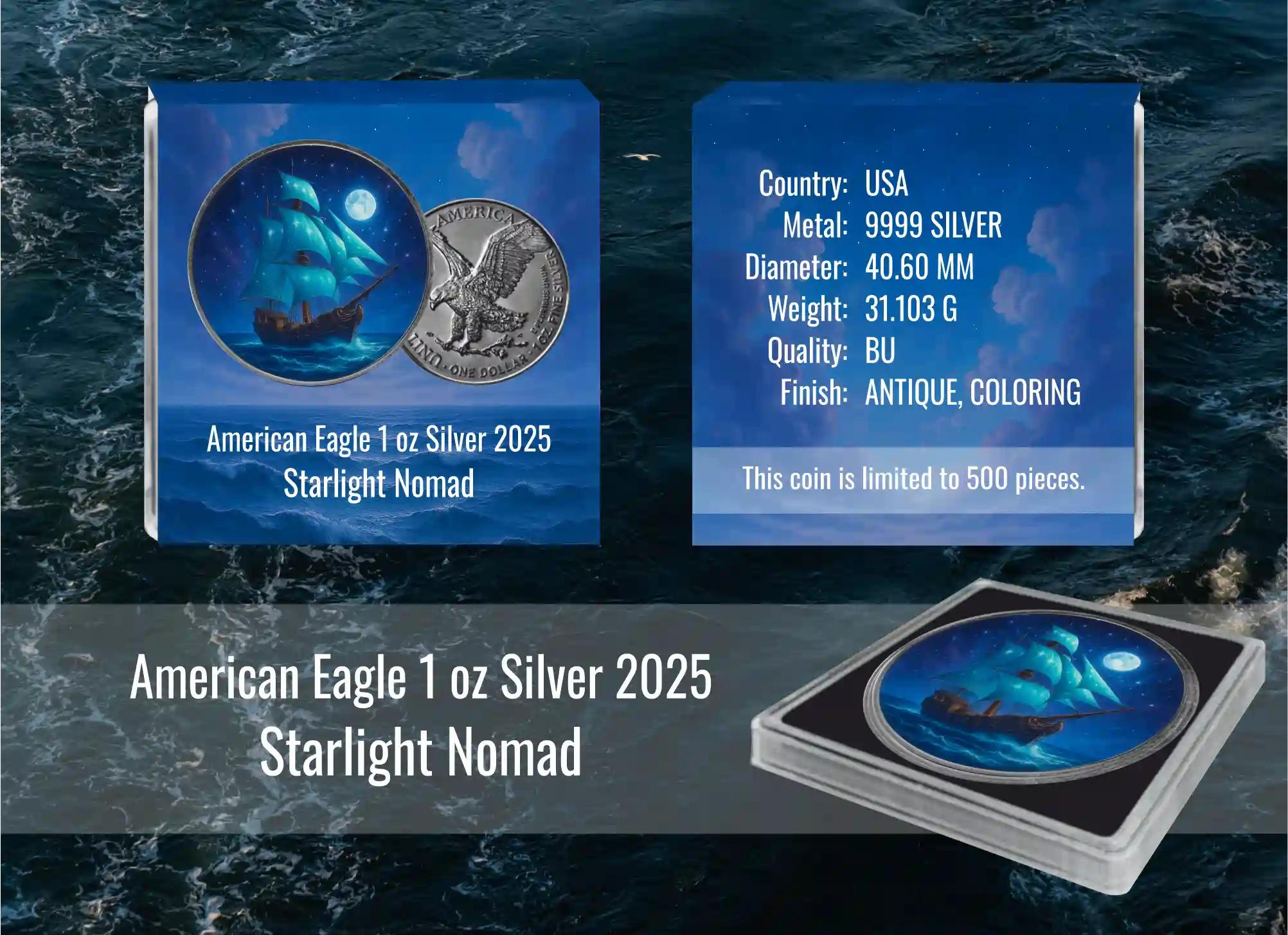 Amerykański Orzeł 1 uncja srebra 2025 Starlight Nomad - obrazek 2